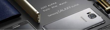 Samsung Galaxy Alpha compatible 4G+, s&rsquo;affiche dans la boutique Bouygues Telecom