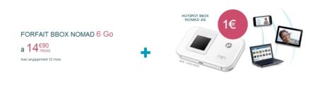 Pour les vacances profitez du Hotspot Bbox Nomad « Huaweï 4G E5372 » à 1€