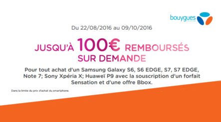 100 euros de remise sur Smartphone chez Bouygues Telecom