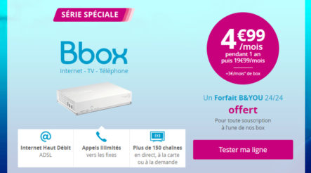 Prolongation : La Bbox Standard à 7,99€/mois pendant 12 mois