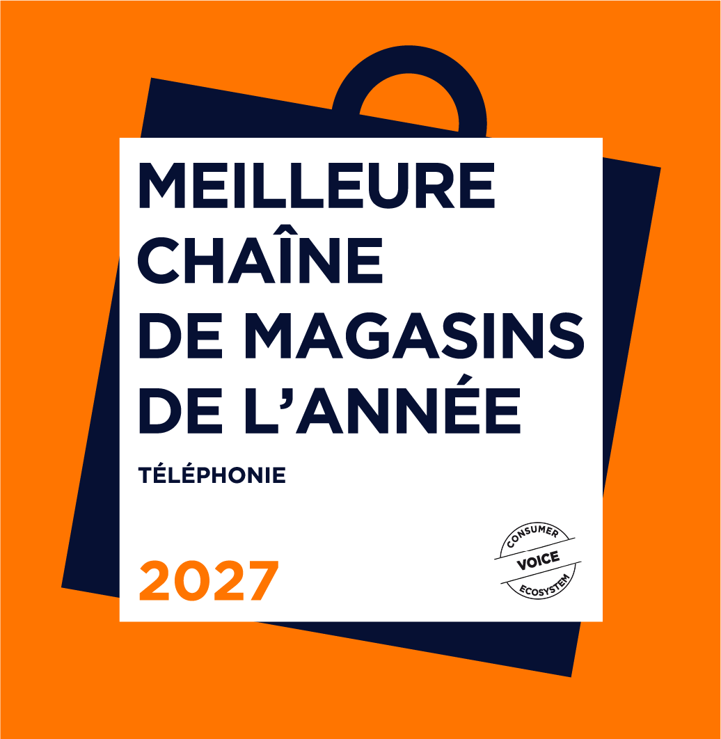 Visuel du trophée Meilleure Chaîne de Magasins 2027, catégorie téléphonie, remporté par Bouygues Telecom