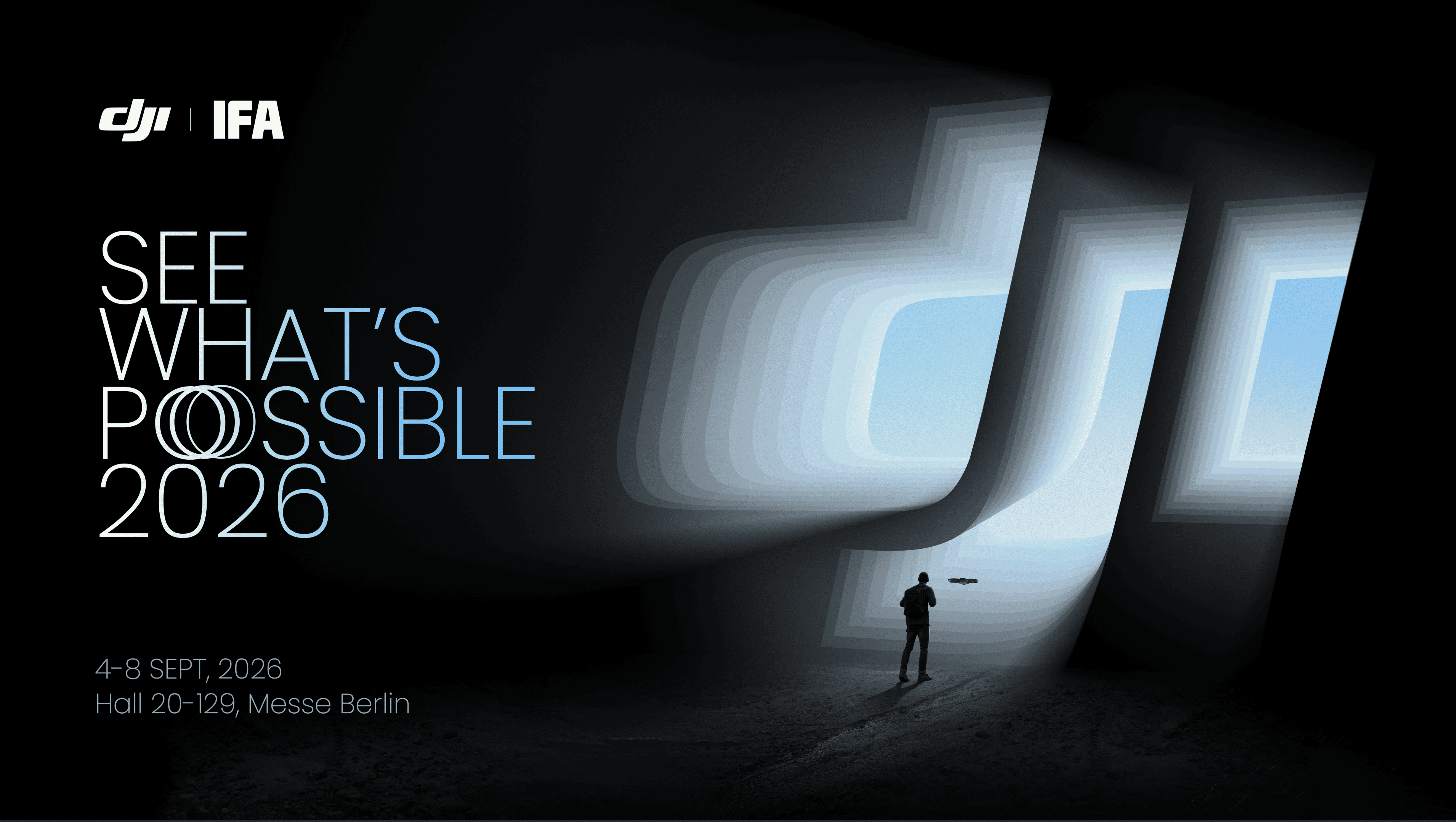Création de contenu IFA 2026 : visuel DJI See What's Possible, Hall 20 Messe Berlin